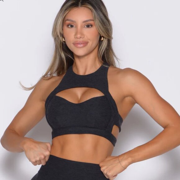 Bombshell Sportswear Powerhouse Bra Heathered Black Size M - Picture 1 of 3